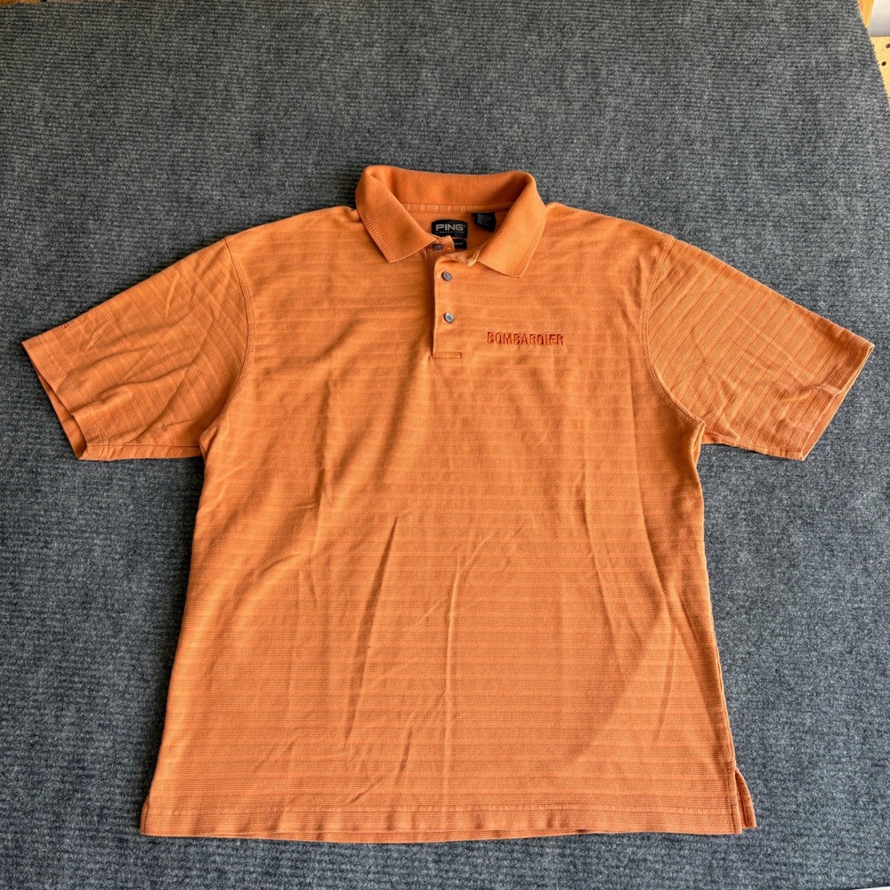 PING Collection Mens Large Orange Bombardier Polo Shirt Dry Fiber Dynamics Golf